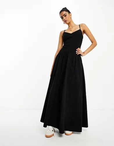 NA-KD x Lillie Grace V shape waist maxi dress in black