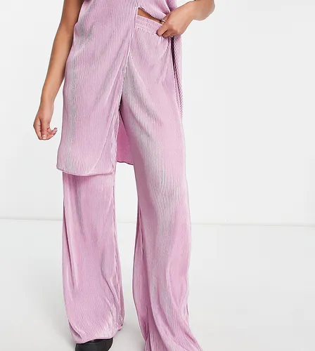 NaaNaa Tall plisse trouser co-ord in lilac-Purple
