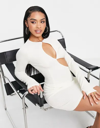 NaaNaa white cut out mini dress with textured fabric
