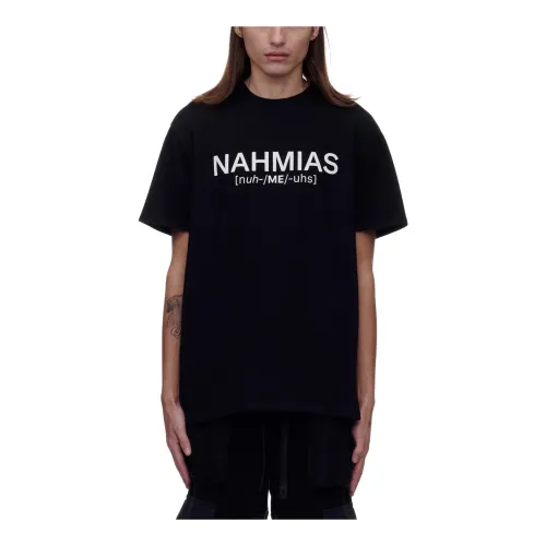 Nahmias , Pronunciation T-Shirt ,Black male, Sizes: