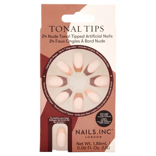 Nails Tonal Tips Nude Tipped Artificial Nails Pack of 24