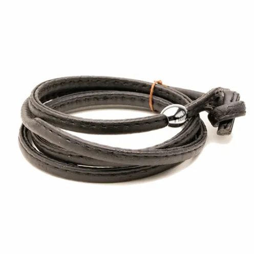 Nalu Beads Black Leather Wrap Bracelet - Black - O/S