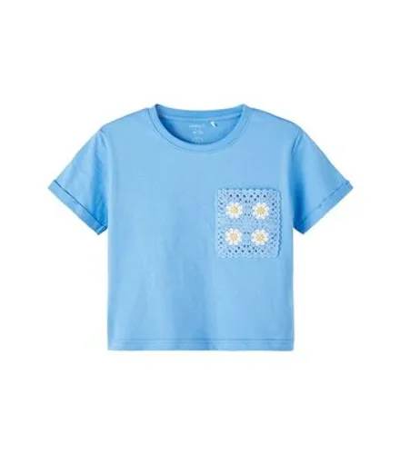 Name It Blue Crochet Flower T-Shirt New Look