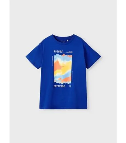 Name It Blue Future Inventor Box Print Logo T-Shirt New Look
