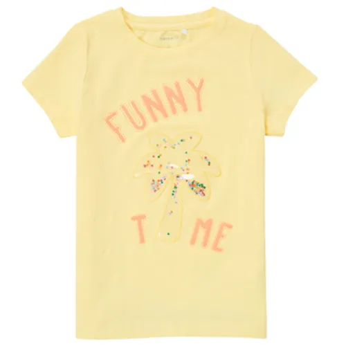 Name it  NMFFEFA  girls's Children's T shirt in Yellow