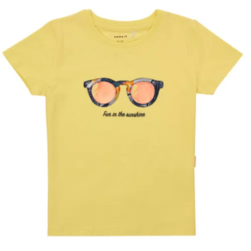 Name it  NMFFISUMMER  girls's Children's T shirt in Yellow