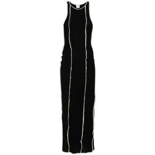 Nanushka , Black Long Dress with Visible Stitching ,Black female, Sizes: