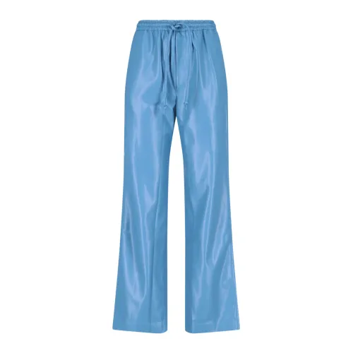 Nanushka , Leather Trousers ,Blue female, Sizes: