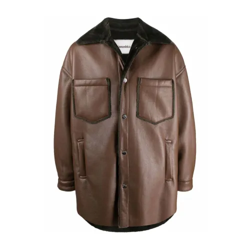 Nanushka , Mens Clothing Jackets Darkgreen Aw22 ,Brown male, Sizes: