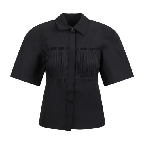 Nanushka , Nanushka Satu pleat-detail blouse ,Black female, Sizes: