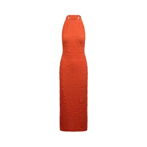 Nanushka , Nanushka Seersucker midi dress ,Orange female, Sizes: