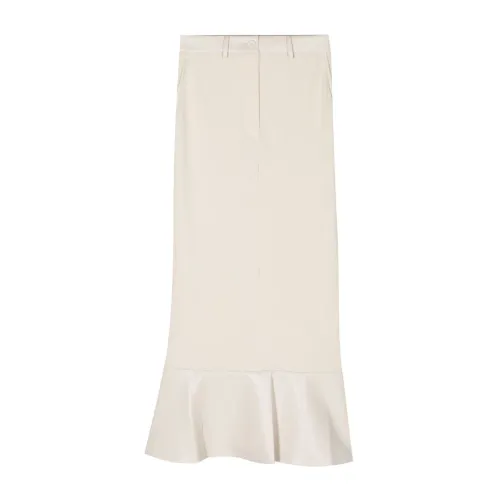 Nanushka , Ribbed Cotton Midi Skirt Beige ,Beige female, Sizes: