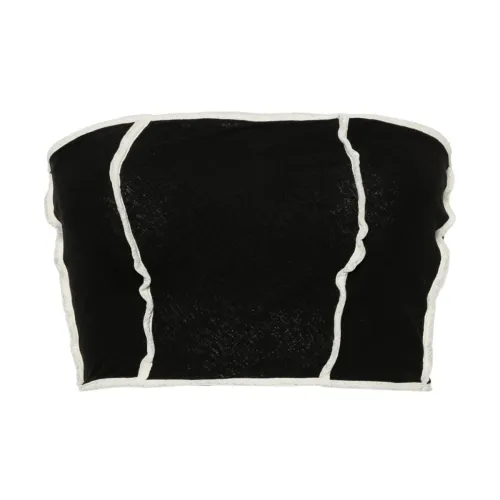Nanushka , Strapless Crop Top in Black Polyester ,Black female, Sizes: