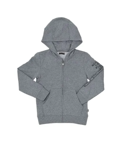 Napapijri Boys N0CIW5 boy's long-sleeved hoodie - Grey Cotton