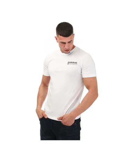 Napapijri Mens Kasba Logo Crew T-Shirt in White Cotton