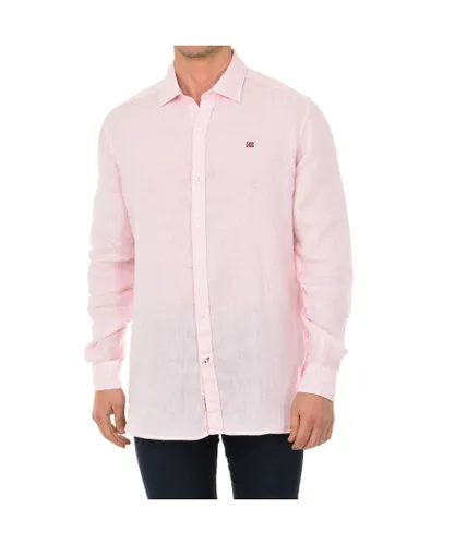 Napapijri Mens long-sleeved shirt with lapel collar NP000IL7P - Pink Linen