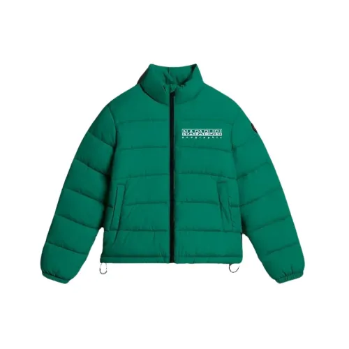 Napapijri , Padded Jacket with Heart Print and Patch ,Green male, Sizes: