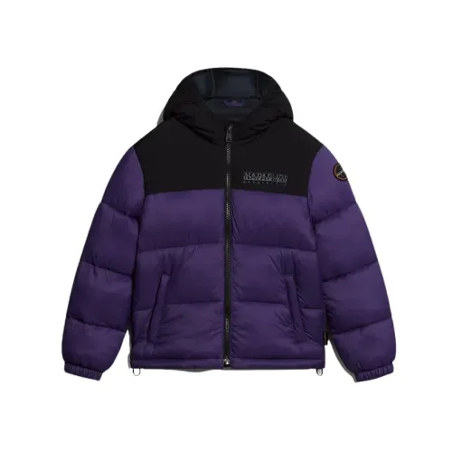 Napapijri , Padded Jacket with Hood and Front Pockets ,Purple male, Sizes: