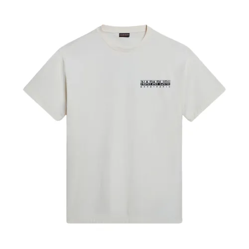 Napapijri , Short Sleeve T-Shirt with Bold Logo ,White male, Sizes: