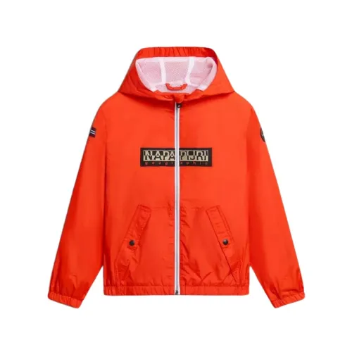 Napapijri , Stylish Windproof Jacket with Zipper ,Orange male, Sizes: