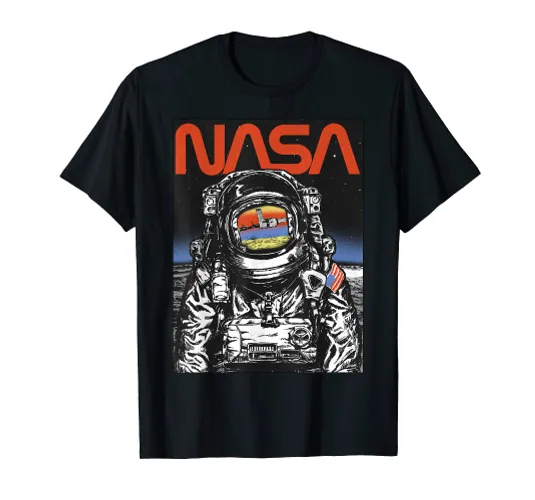 NASA Astronaut Moon Reflection Vintage Retro Graphic T-Shirt