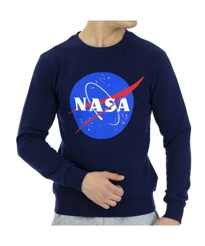 NASA Basic long sleeve and round collar NASA11S Mens sweatshirt - Blue Cotton