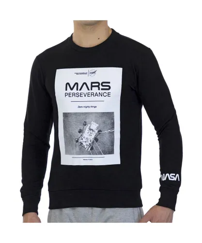 NASA Mens Basic long sleeve and round collar MARS03S man's sweatshirt - Black Cotton