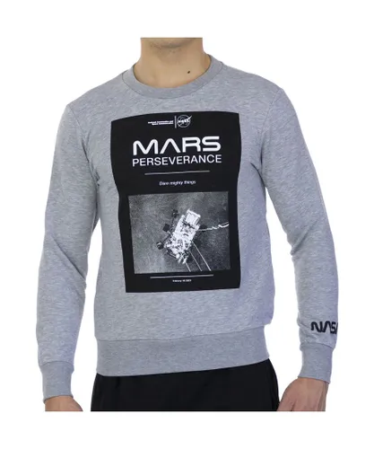 NASA Mens Basic long sleeve and round collar MARS03S man's sweatshirt - Grey Cotton