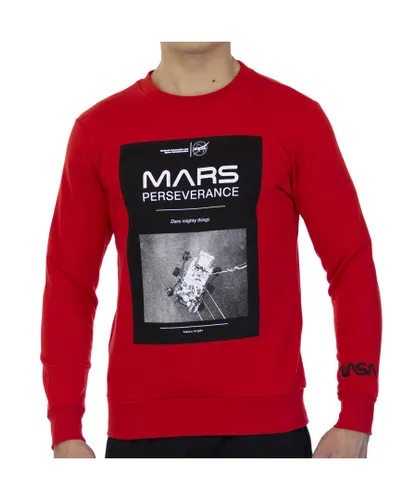 NASA Mens Basic long sleeve and round collar MARS03S man's sweatshirt - Red Cotton