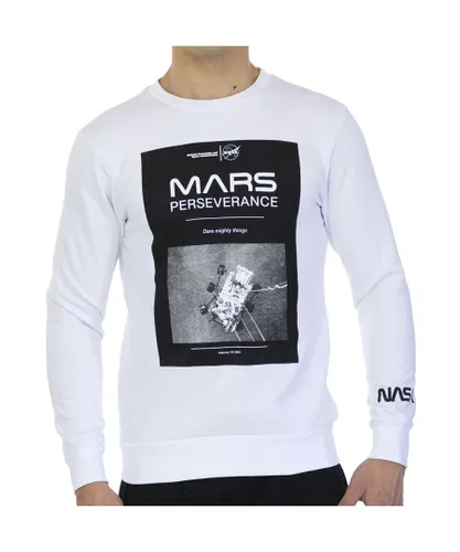 NASA Mens Basic long sleeve and round collar MARS03S man's sweatshirt - White Cotton