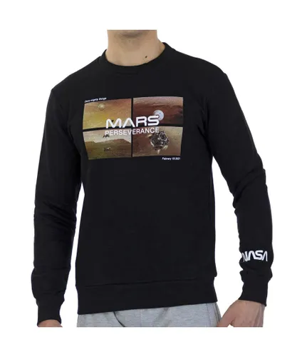 NASA Mens Basic long-sleeved crew-neck sweatshirt MARS09S for men - Black Cotton
