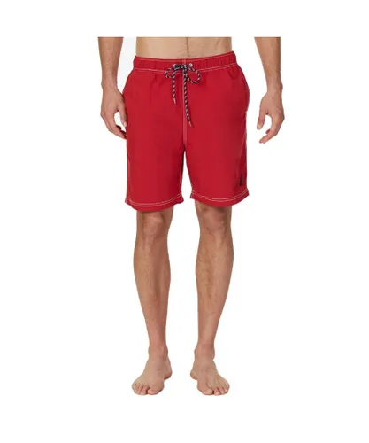 Nautica Mens T44050 adjustable swimsuit with laces - Red Nylon