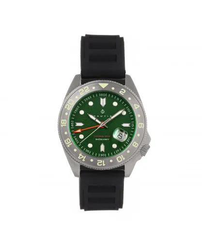 Nautis Mens Global Dive Rubber-Strap Watch w/Date - Green Stainless Steel - One Size