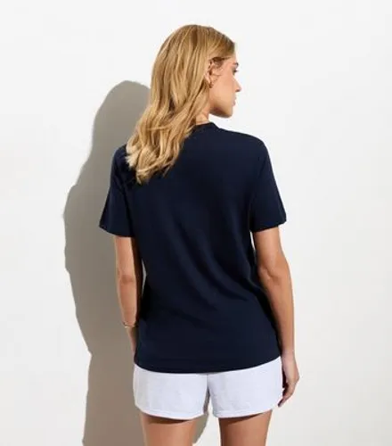 Navy Blue GA California Print T-Shirt New Look