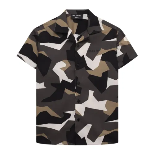 Neil Barrett , Camouflage Print Kids Shirt ,Brown male, Sizes: