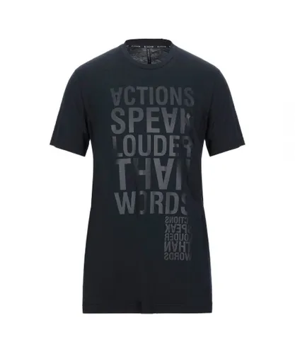 Neil Barrett Mens Actions Speak Louder Than Words Black T-Shirt Cotton