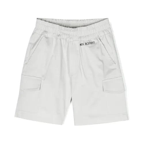Neil Barrett , Neil Barrett Kids Logo-print Shorts ,Gray male, Sizes: