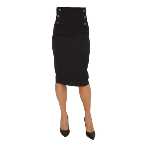 Nenette , Black Cady Pencil Skirt ,Black female, Sizes: