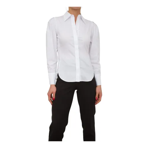 Nenette , White Stretch Poplin Long Sleeve Shirt ,White female, Sizes: