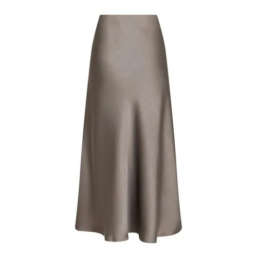 Neo Noir , Elegant Grey Satin Skirt ,Gray female, Sizes: