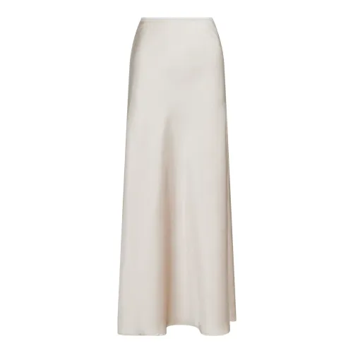 Neo Noir , Elegant Sateen Skirt - Champagne ,Beige female, Sizes: