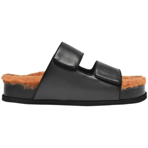 Neous , Minimalist Leather Sandals ,Black female, Sizes: