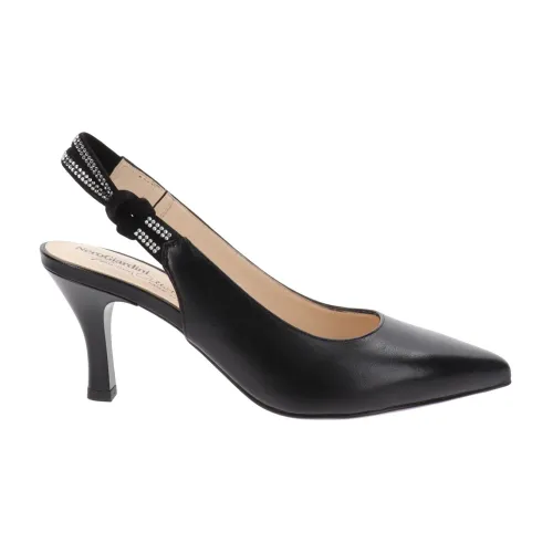 Nerogiardini , Leather Buckle High Heel Shoes ,Black female, Sizes: