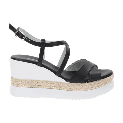 Nerogiardini , Leather Buckle Sandals ,Black female, Sizes: