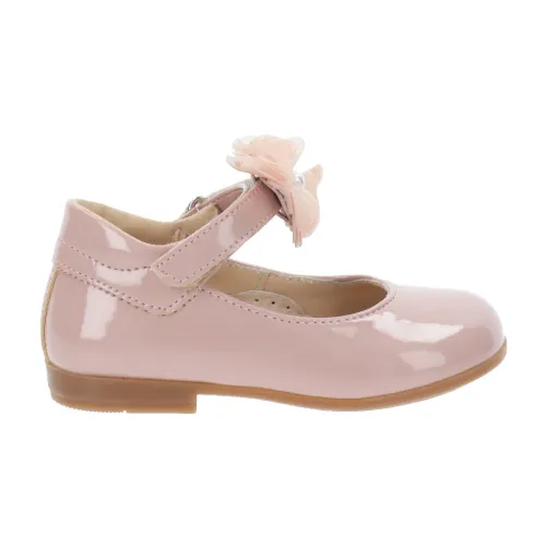 Nerogiardini , Leather Kids Ballerina Shoes with Velcro ,Pink female, Sizes: