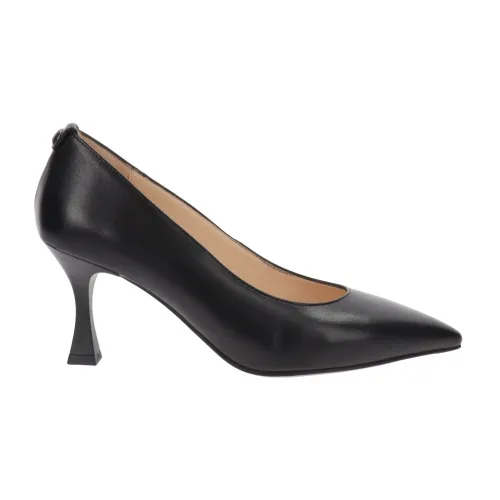 Nerogiardini , Leather Women Heeled Shoes ,Black female, Sizes: