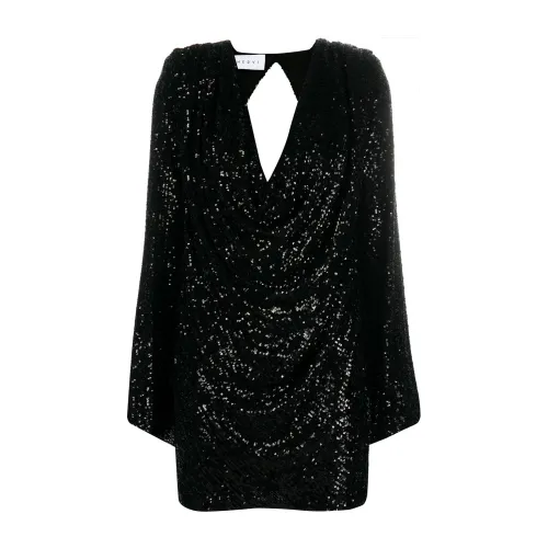 Nervi , Black Sequined Draped Cocktail Dress ,Black female, Sizes: