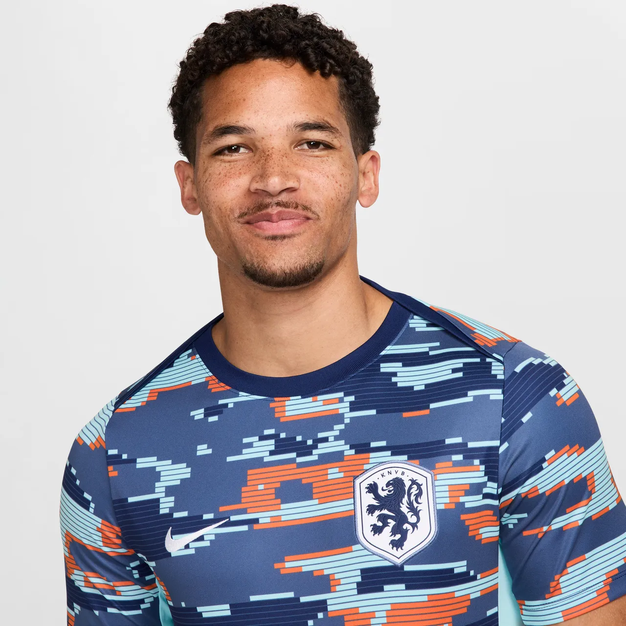 Netherlands Academy Pro Men's Nike Dri-FIT Football Pre-Match Short-Sleeve Top - Blue - Polyester