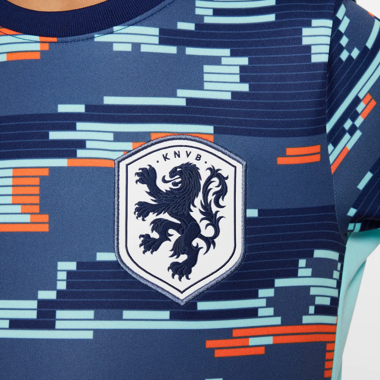 Netherlands Academy Pro Older Kids' Nike Dri-FIT Football Pre-Match Short-Sleeve Top - Blue - Polyester