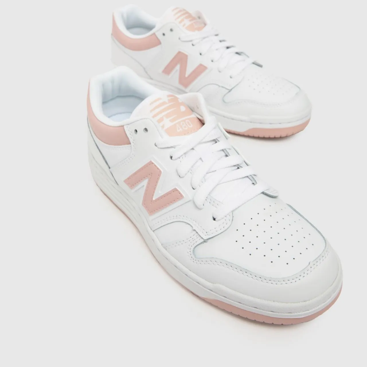 New Balance 480 Trainers In White & Pink